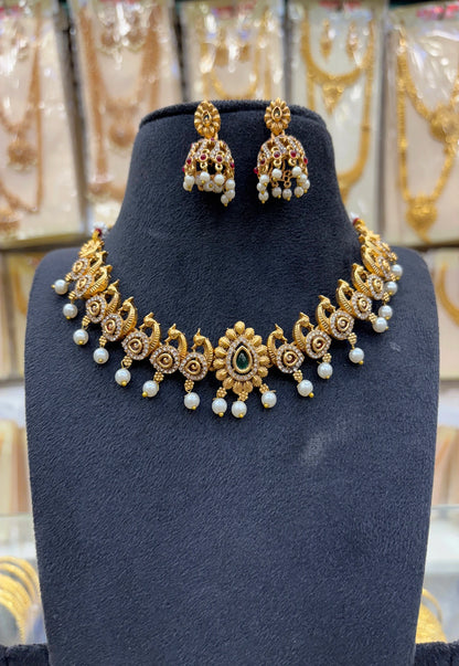 Nagas White Stone Work Necklace