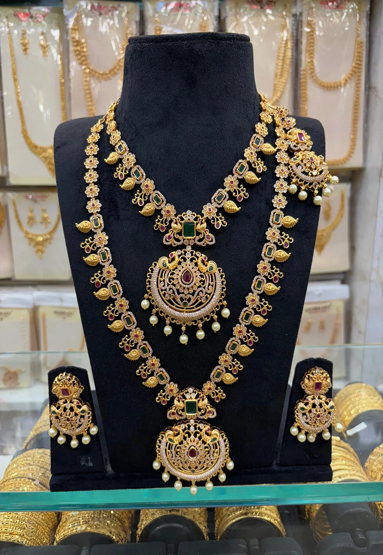 A.D Gold Stone Flower work Combo Set Guarantee Polish