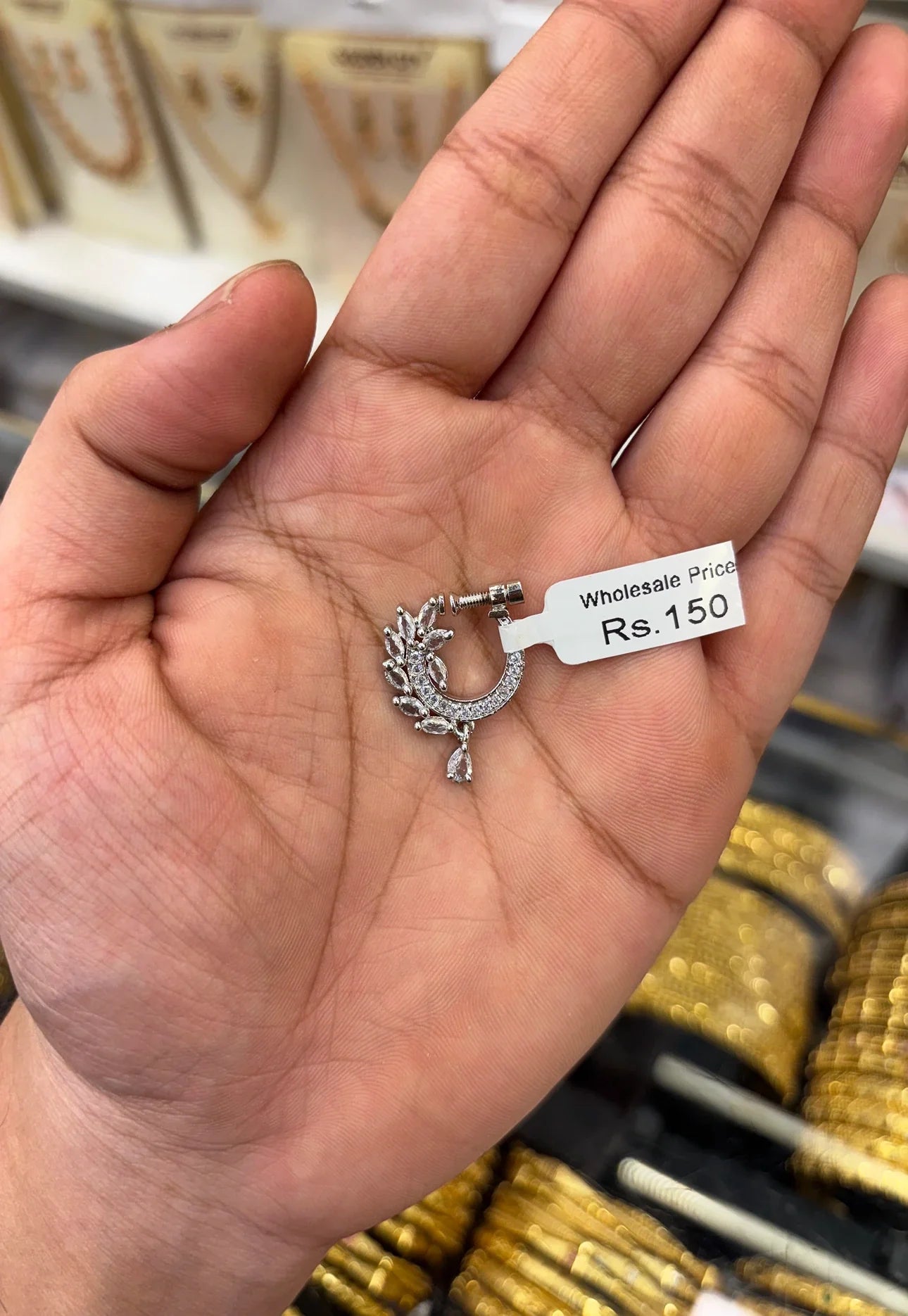 A.D Stone Silver Nose Ring