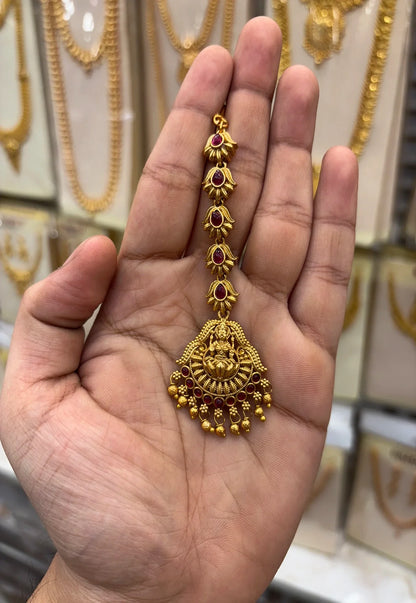 Antique Lakshmi Red Stone Tikka