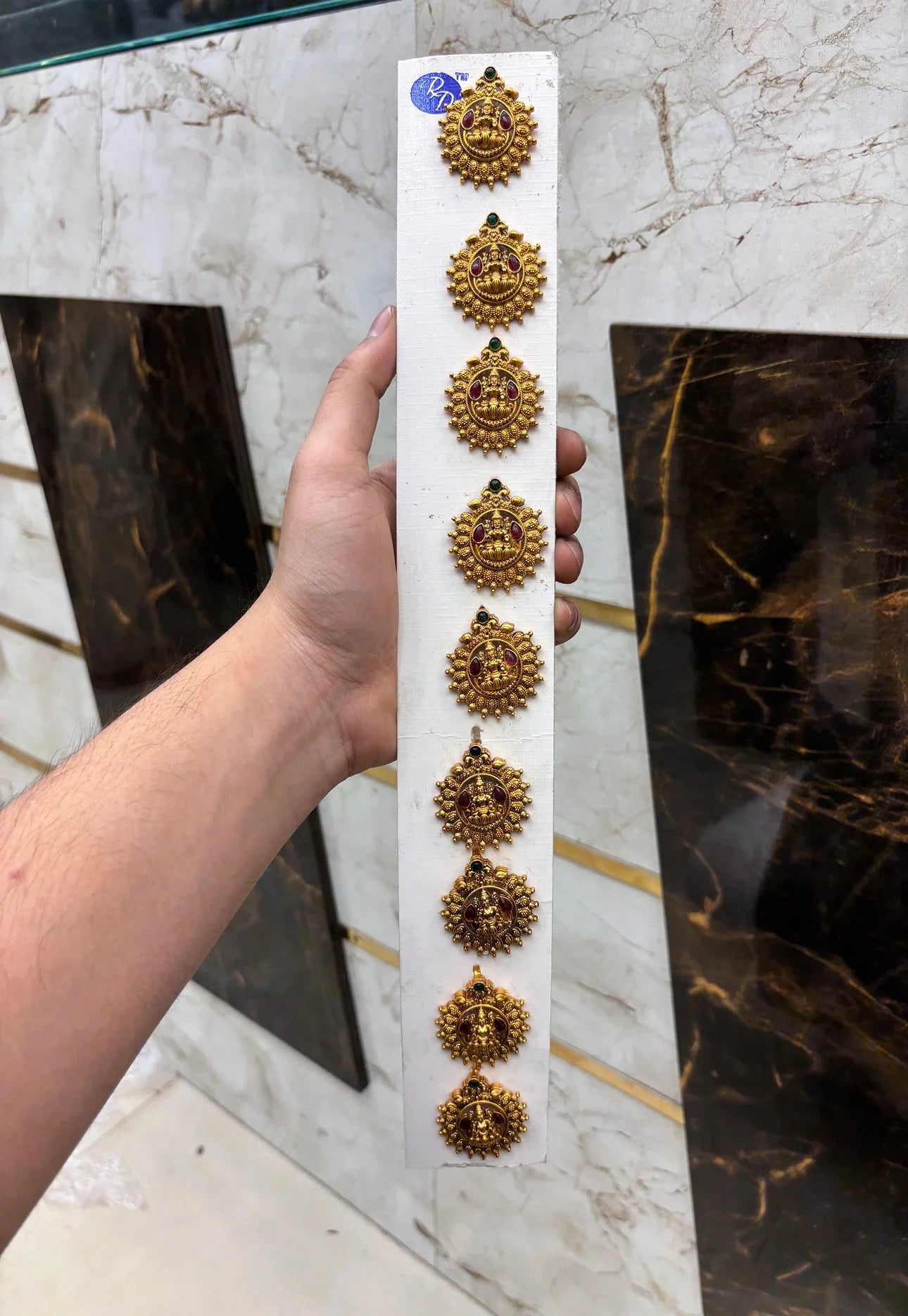 Antique Lakshmi Temple Stone Jada Bila 9 Pcs Set