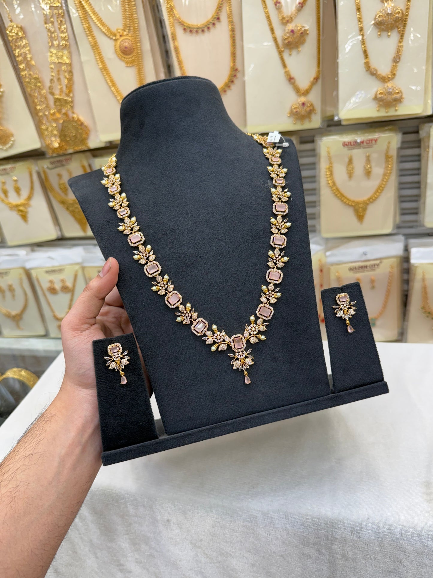 A.D Pastel Pink Stone Haram