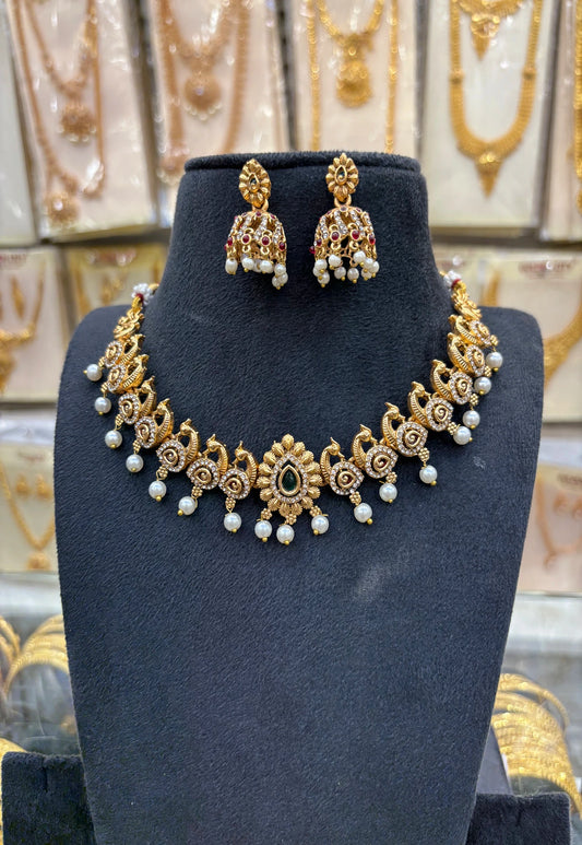 Nagas White Stone Work Necklace