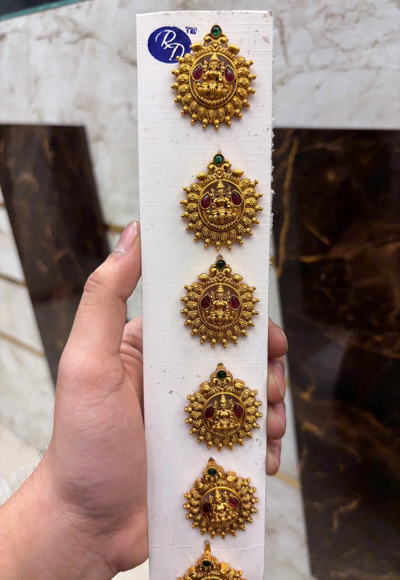 Antique Lakshmi Temple Stone Jada Bila 9 Pcs Set