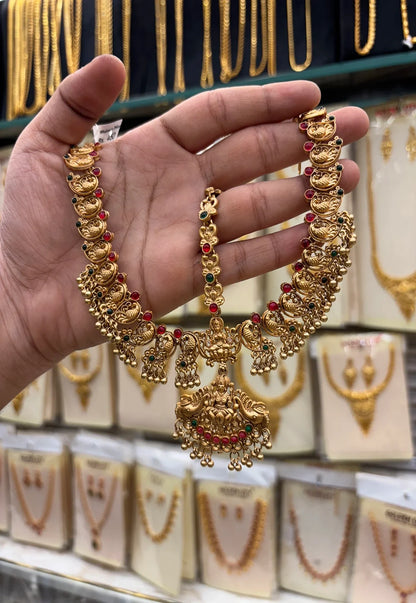 Antique Lakshmi Pendant Three Layer Tikka