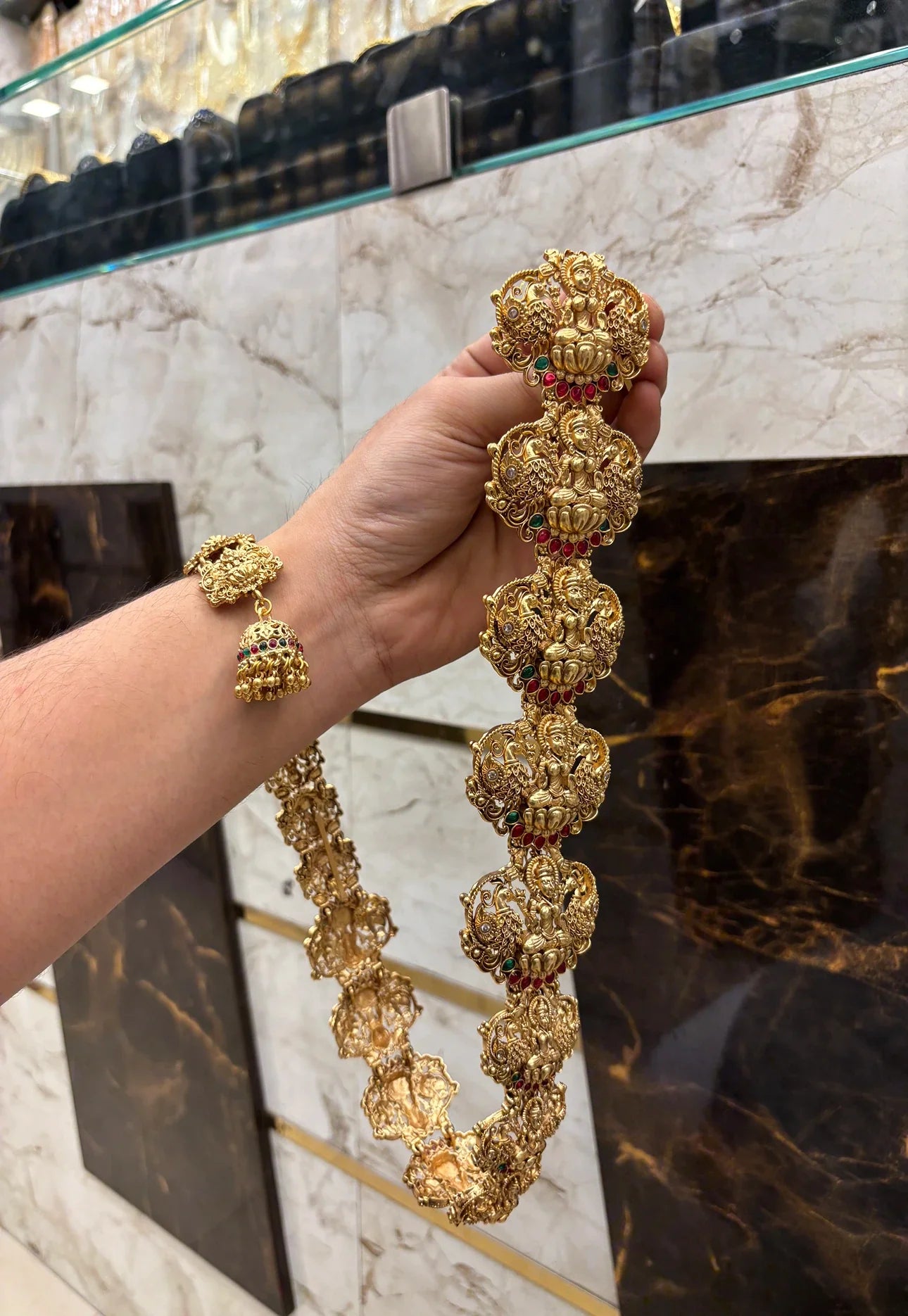 Antique Laxmi Temp Stone Work Long Jada