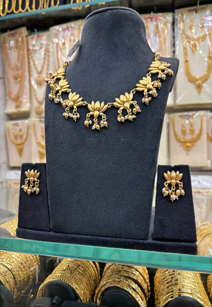 Gold Beats Lotus Necklace