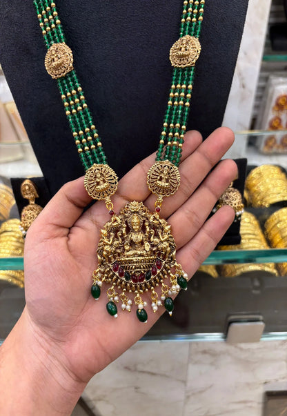 Green Beats Laxmi Pendant Tempe Stone Long Haram