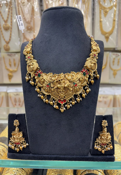 Krishna Design Gold beats Heavy Necklace