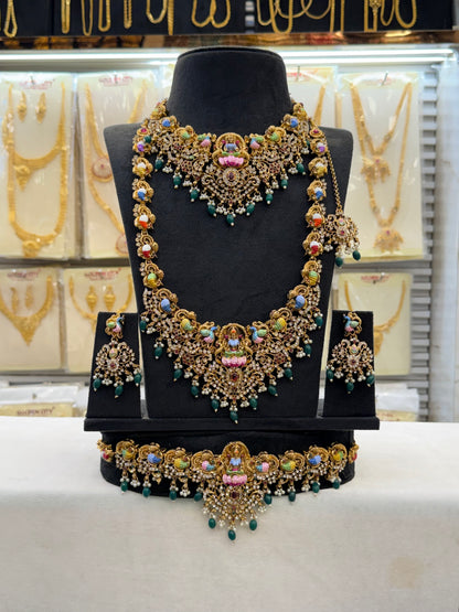 Classic Enamel Stone Bridal Set - Green Beats Limited Stock