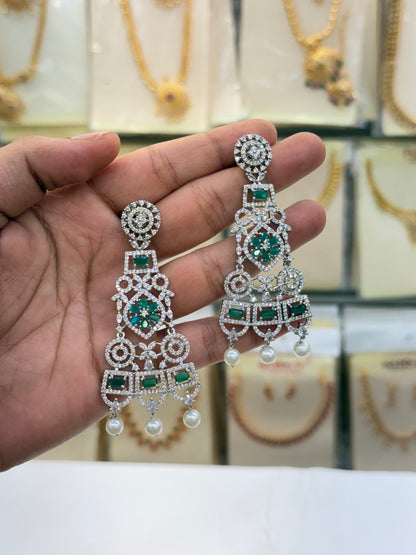 Elegant A.D Choker Set - Green Stone