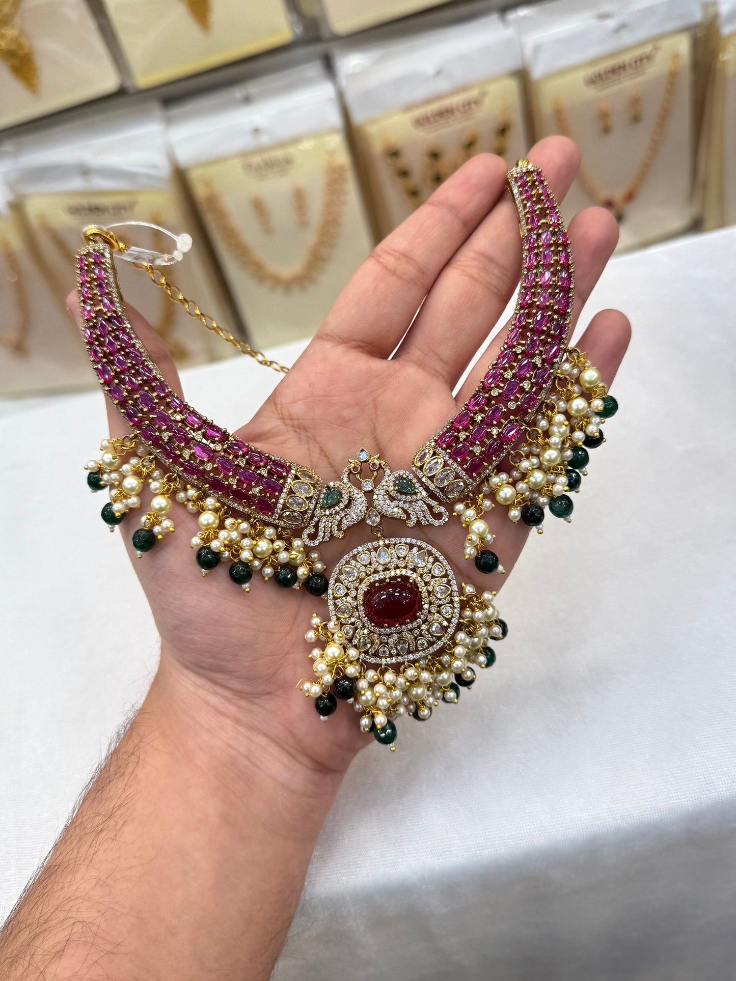 Victorian Green Beats Necklace