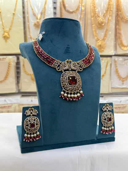 Victorian Sparkle Ruby Red Necklace