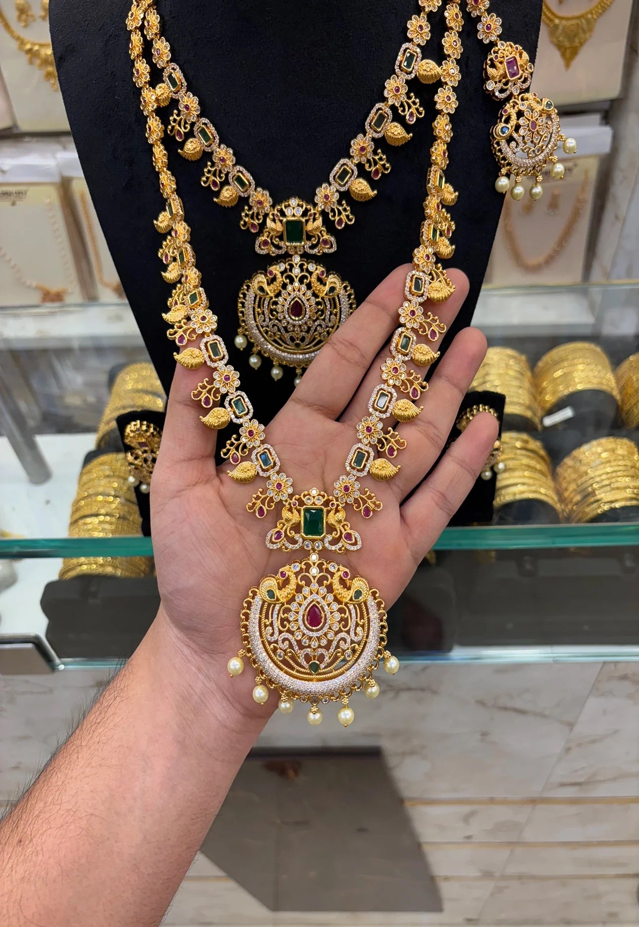 A.D Gold Stone Flower work Combo Set Guarantee Polish