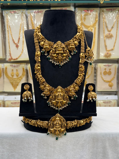 Antique Heavy Design Green Beats Bridal Set