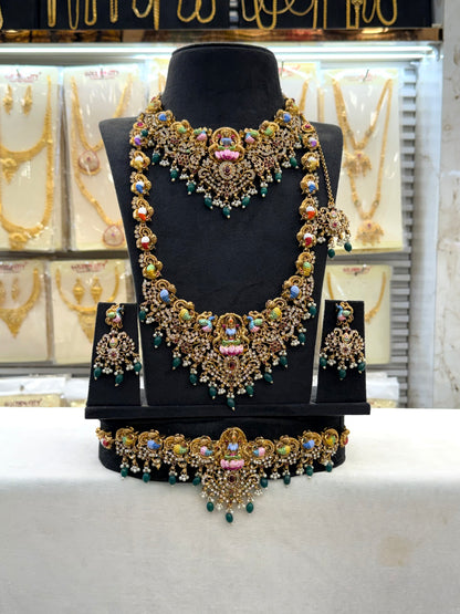 Classic Enamel Stone Bridal Set - Green Beats Limited Stock