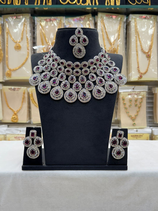 Violet Kundan Stone Necklace