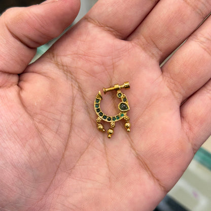 Vintage Green Stone Bridal Nose Ring