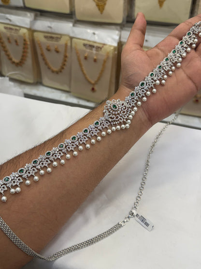 Elegant AD Green Stone Hip Chain