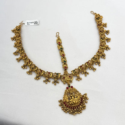Antique Lakshmi Pendant Three Layer Tikka