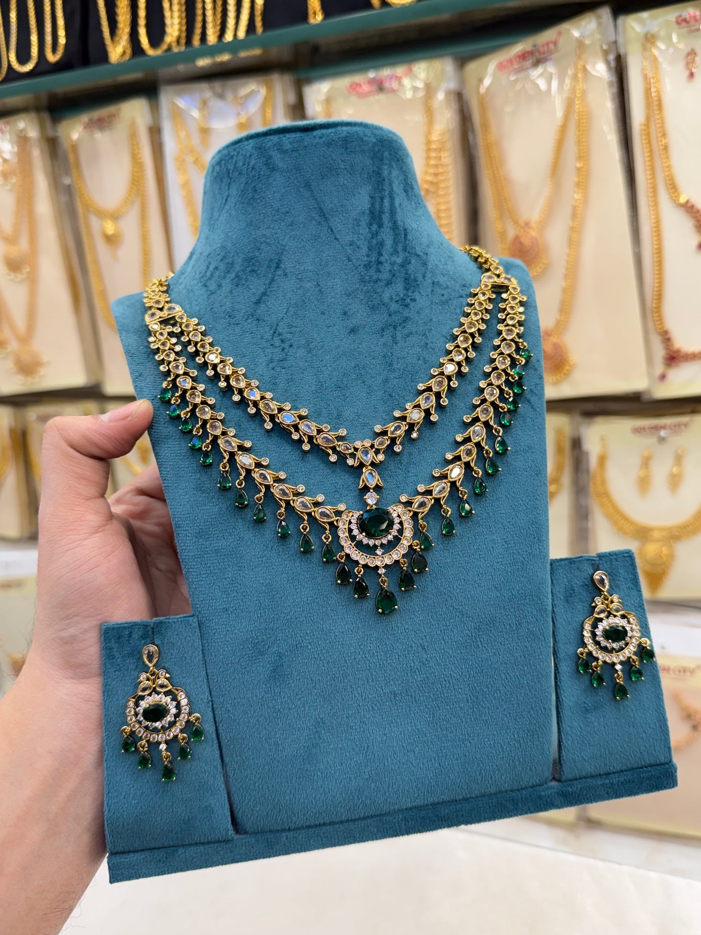 Victorian Green  Layered Necklace