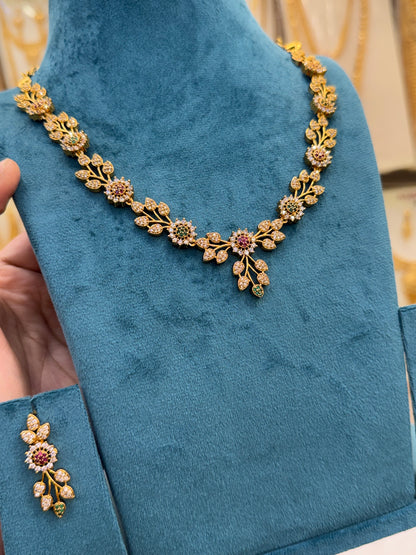 Minimal Luxe AD Necklace Multi Stone