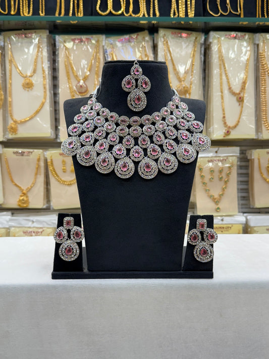 Pink Kundan Stone Necklace