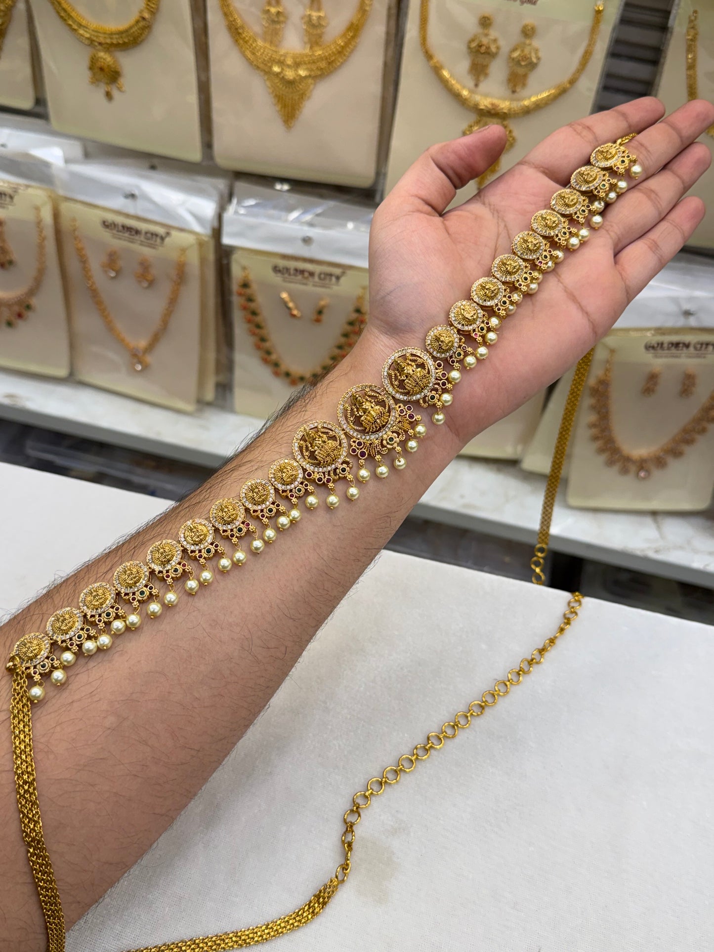 Mahalakshmi Antique AD Hip Chain