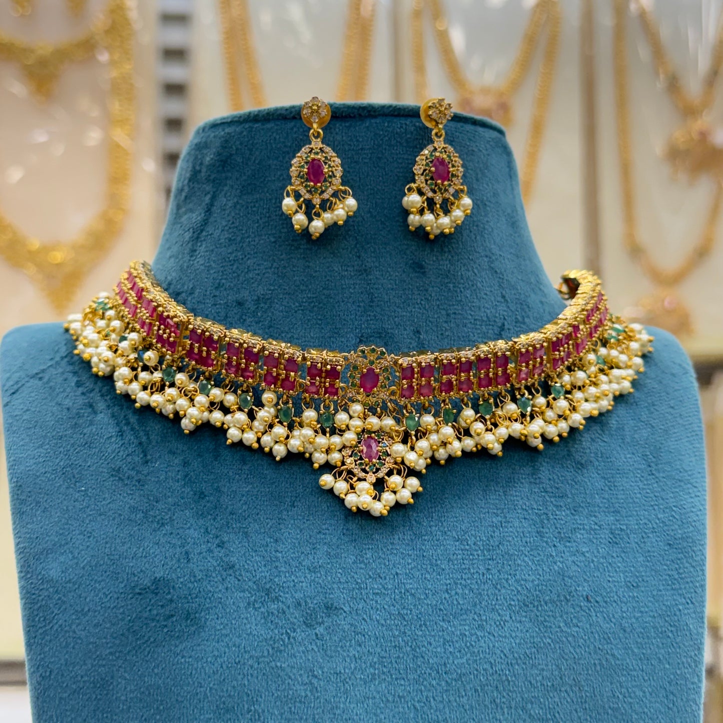 Ruby Stone Choker Necklace