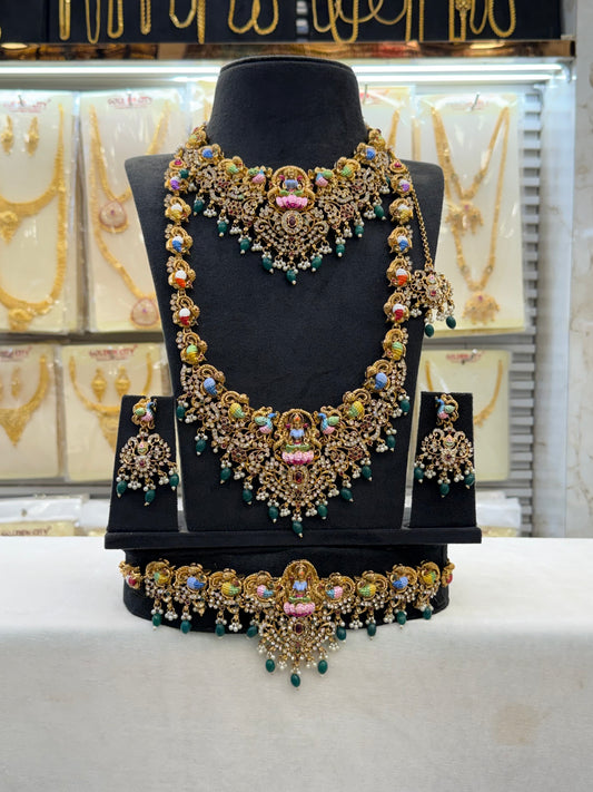 Classic Enamel Stone Bridal Set - Green Beats Limited Stock
