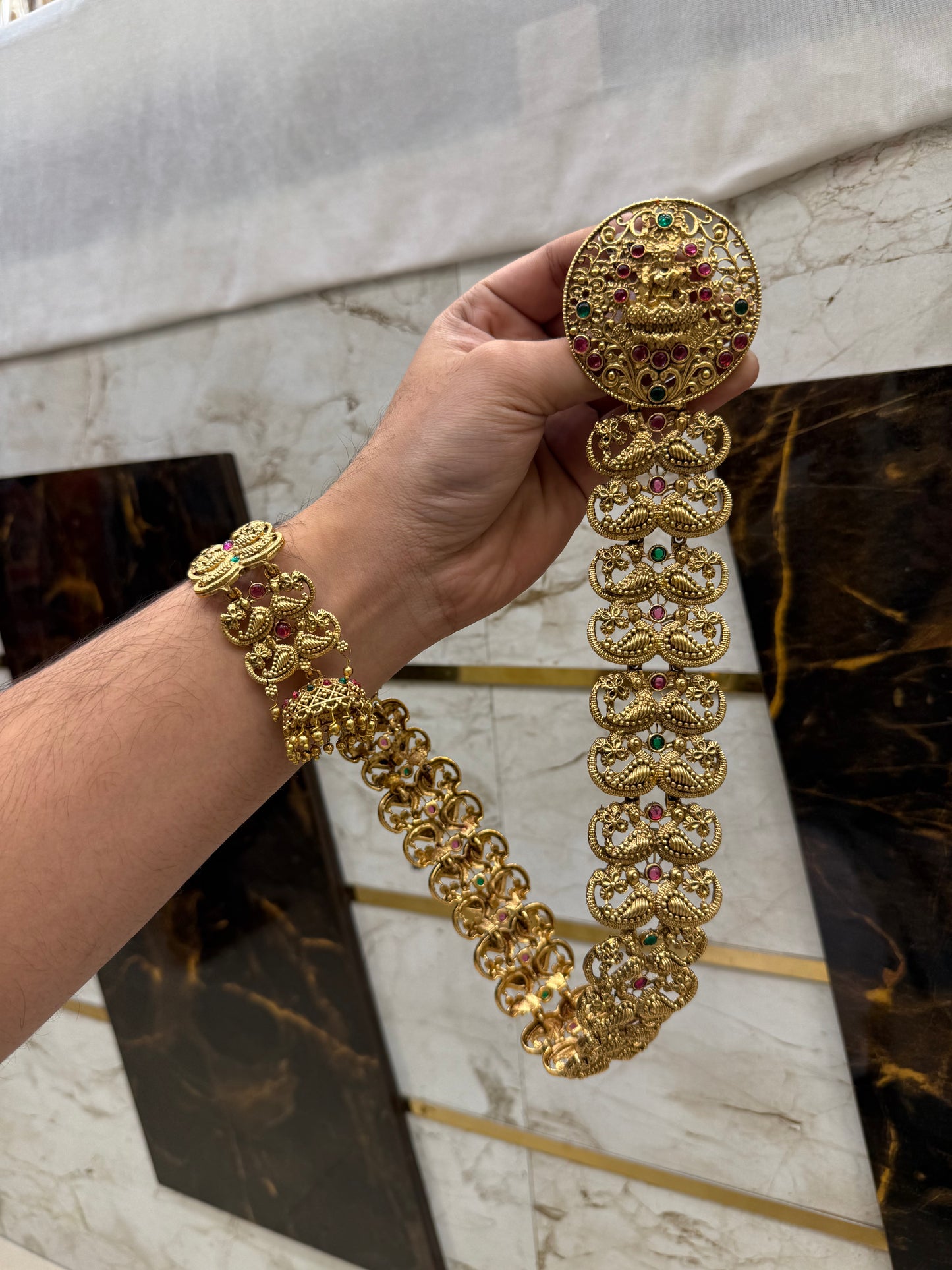 Antique Laxmi Temp Stone Work Long Jada