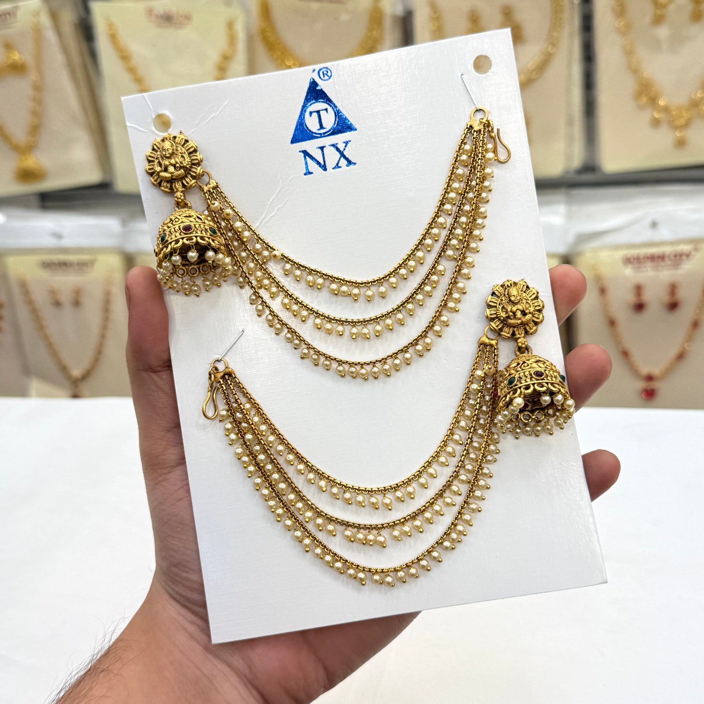Antique Temple Jhumki Set