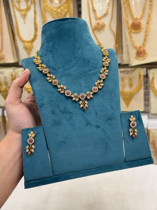 Minimal Luxe AD Necklace Ruby stone