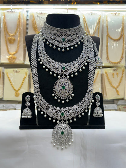 A.D Green Stone Heavy Bridal Set