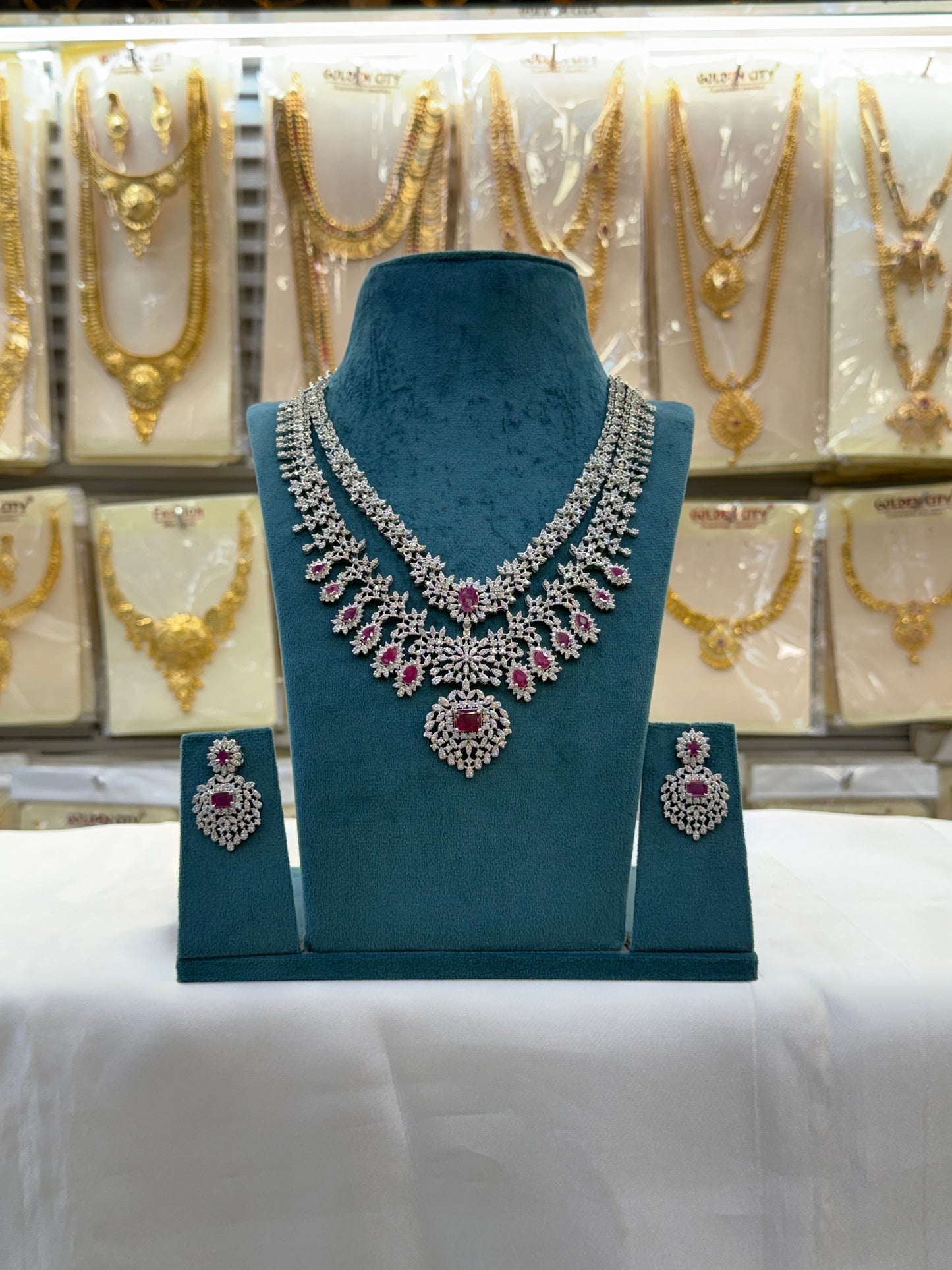Pink AD Stone Layer Necklace