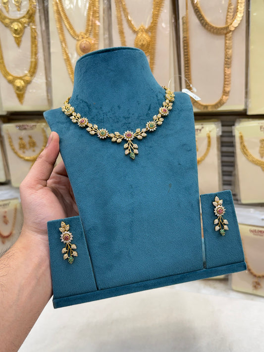 Minimal Luxe AD Necklace Multi Stone