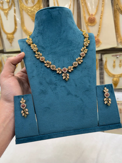 Minimal Luxe AD Necklace Multi Stone