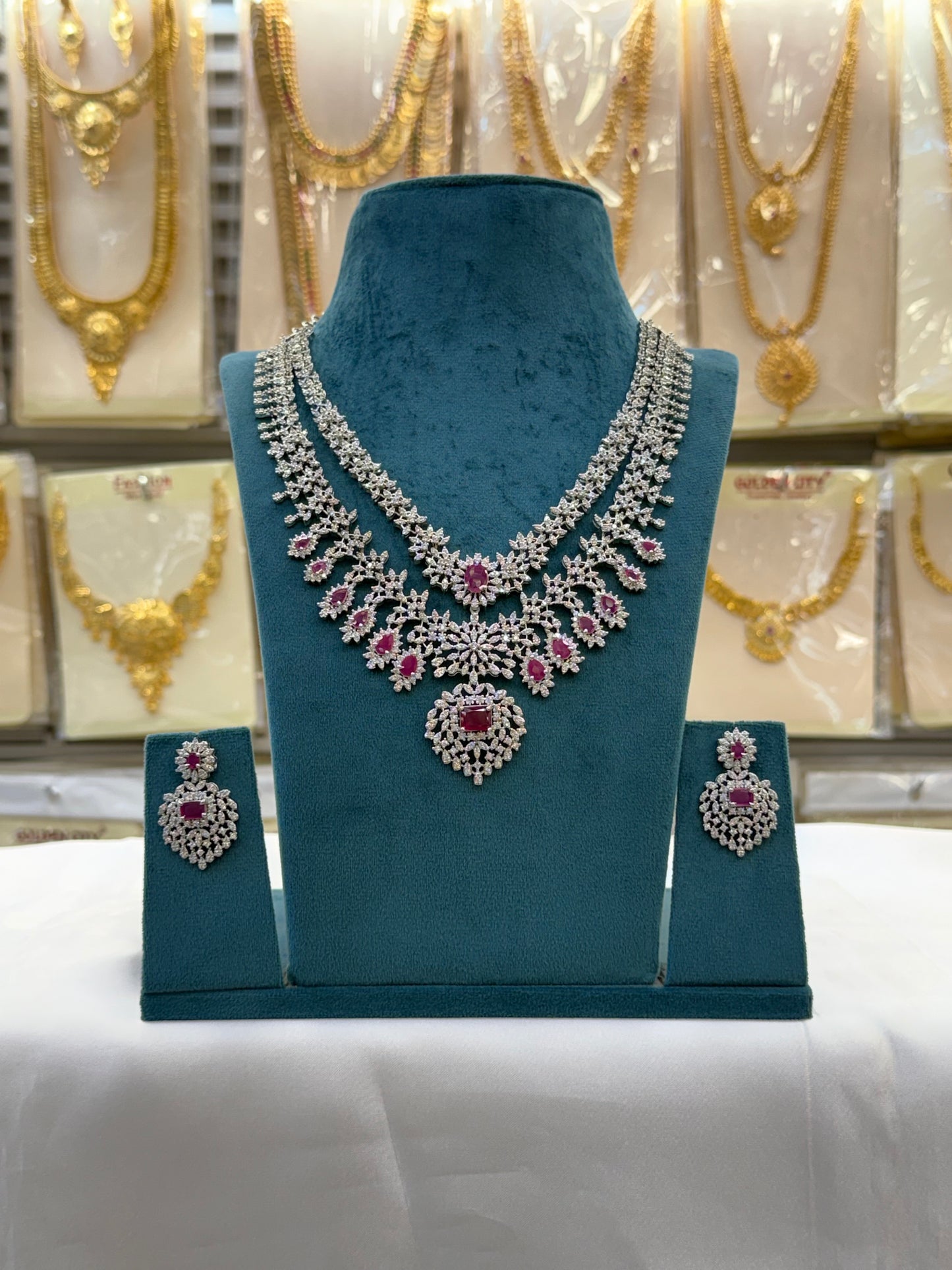 Pink AD Stone Layer Necklace