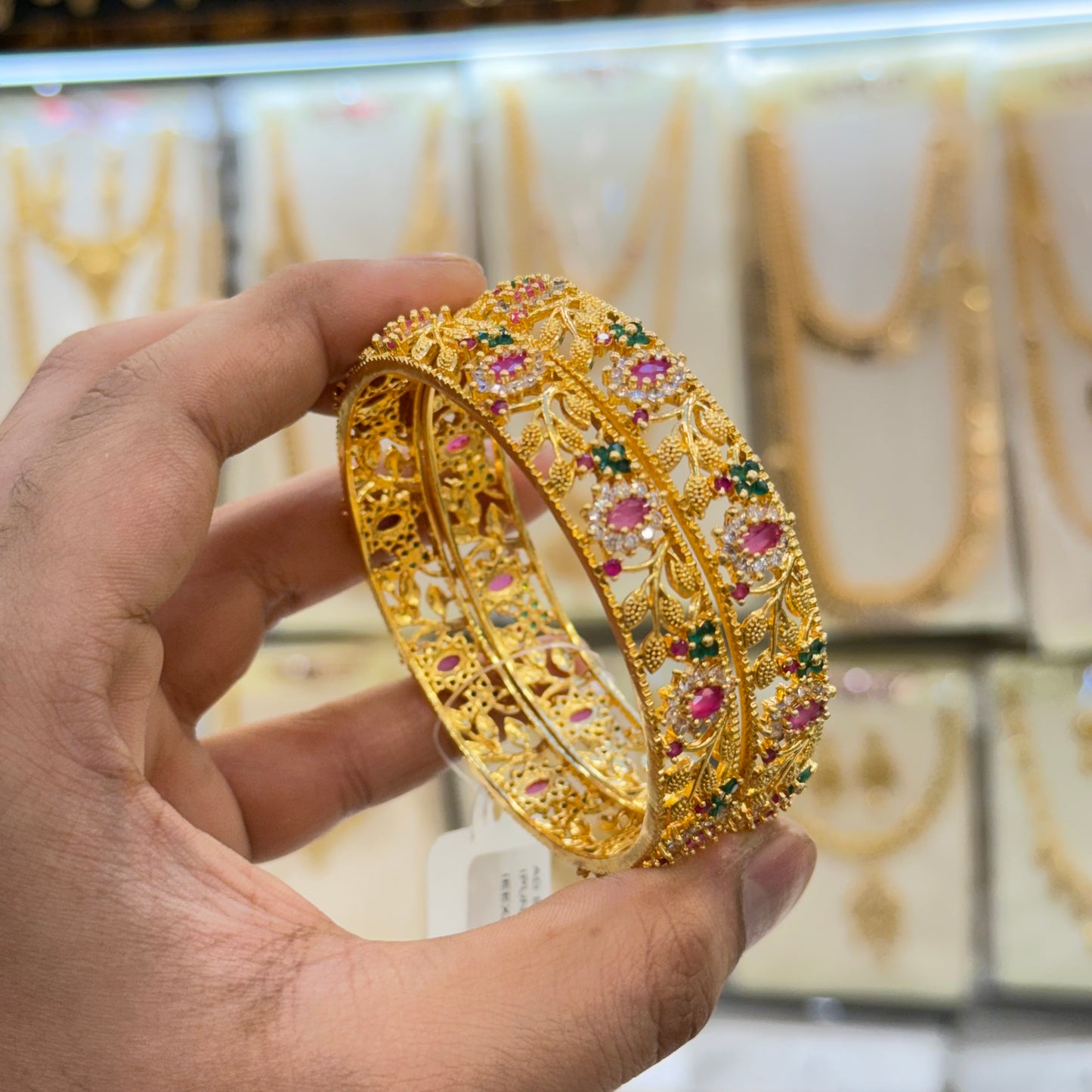 AD Gold Floral Bangles