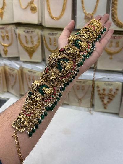Heavy Antique Green Laxmi Design Bridal Set