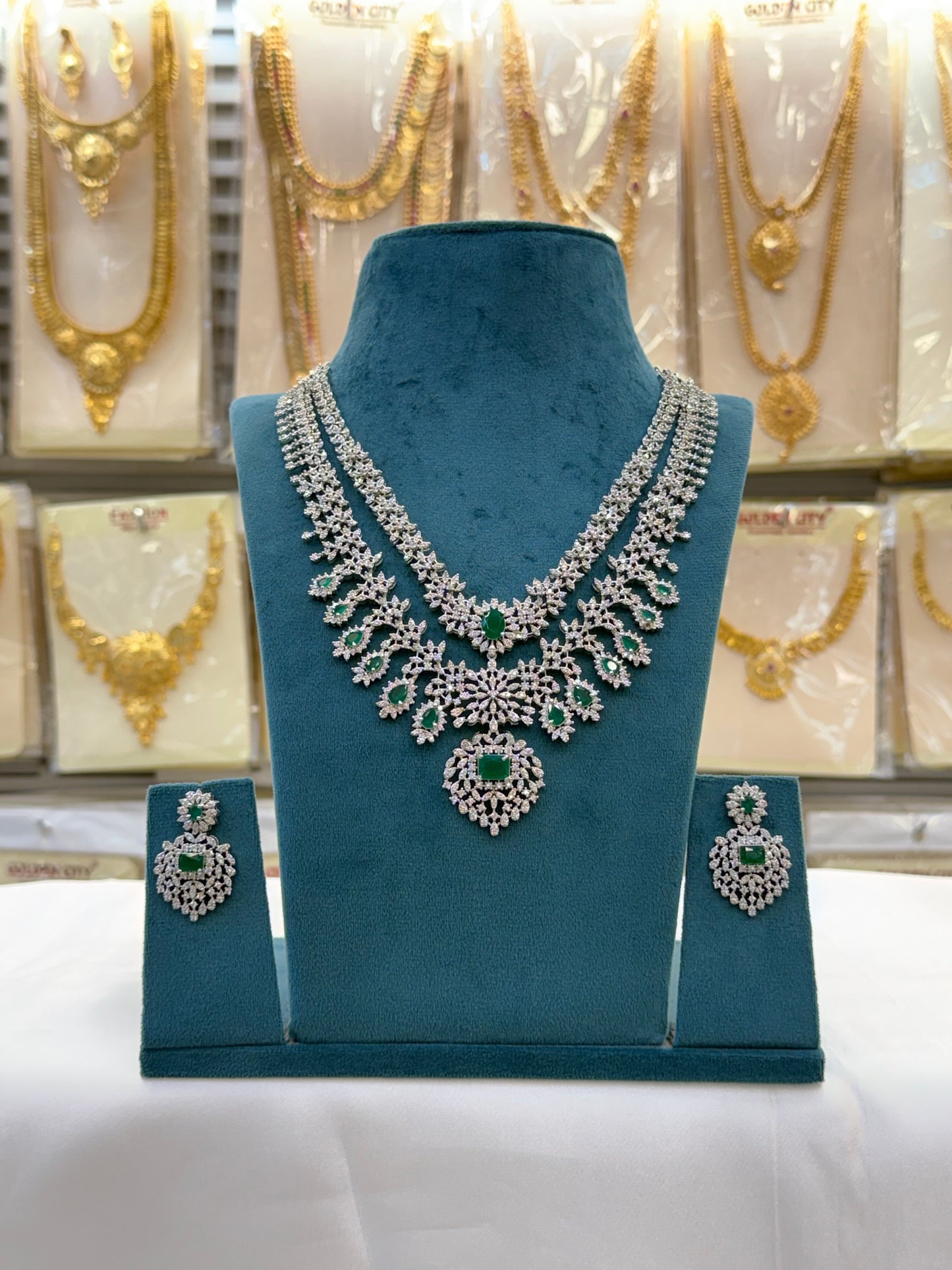 Green AD Stone Layer Necklace