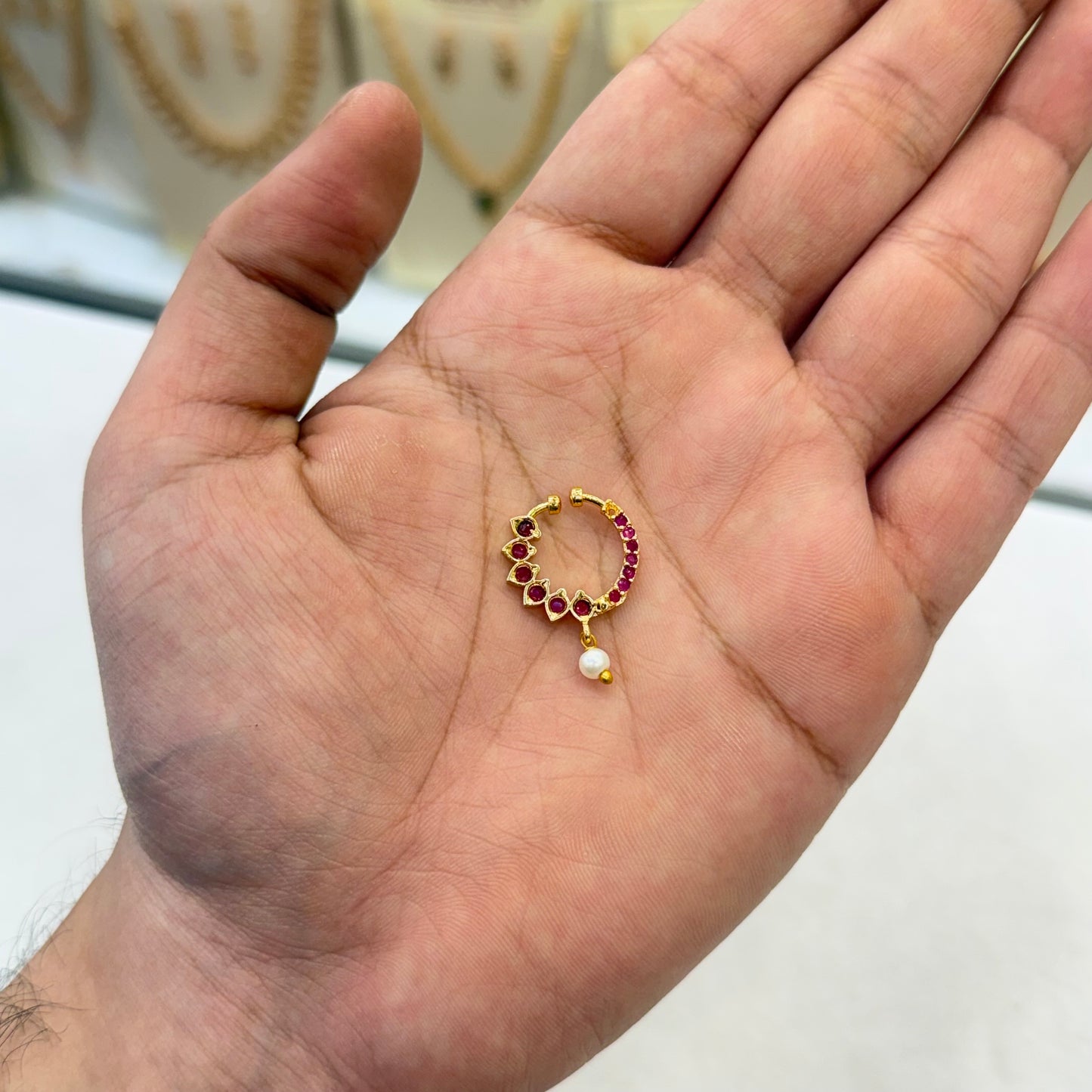 South Indian Ruby Stone Nose Pin