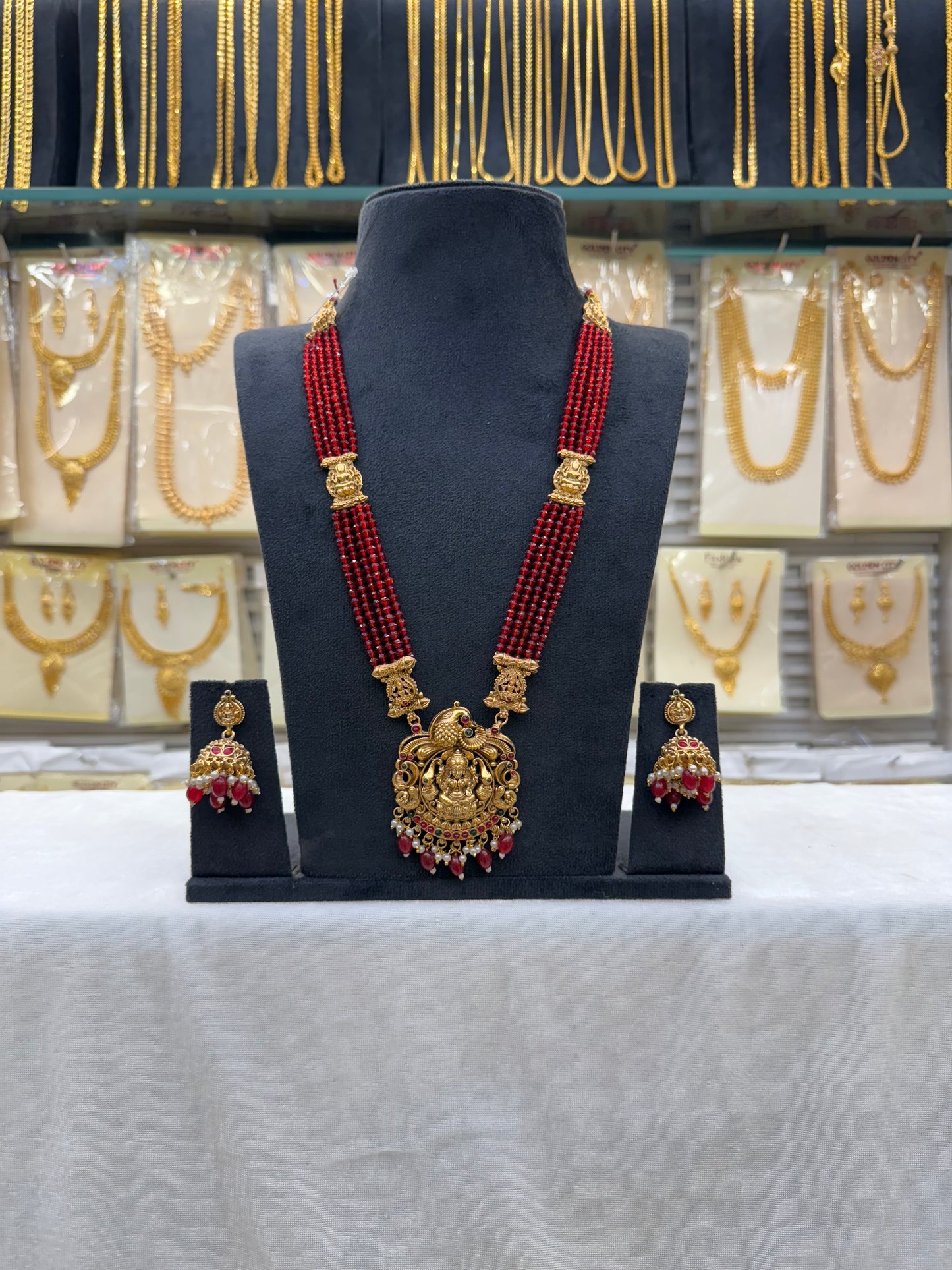 Glam Maroon Crystal Haram