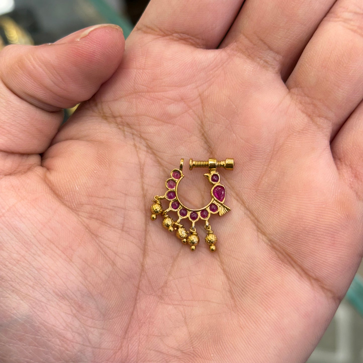 South Indian Ruby Bridal Nose Pin