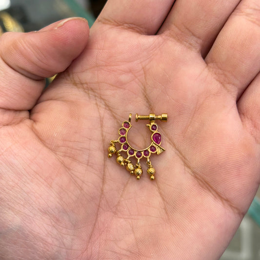 South Indian Ruby Bridal Nose Pin