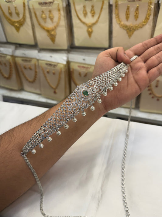 Sparkling AD Green Stone Hip Chain