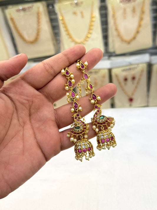 Peacock Sparkling AD Stone Jumki Set