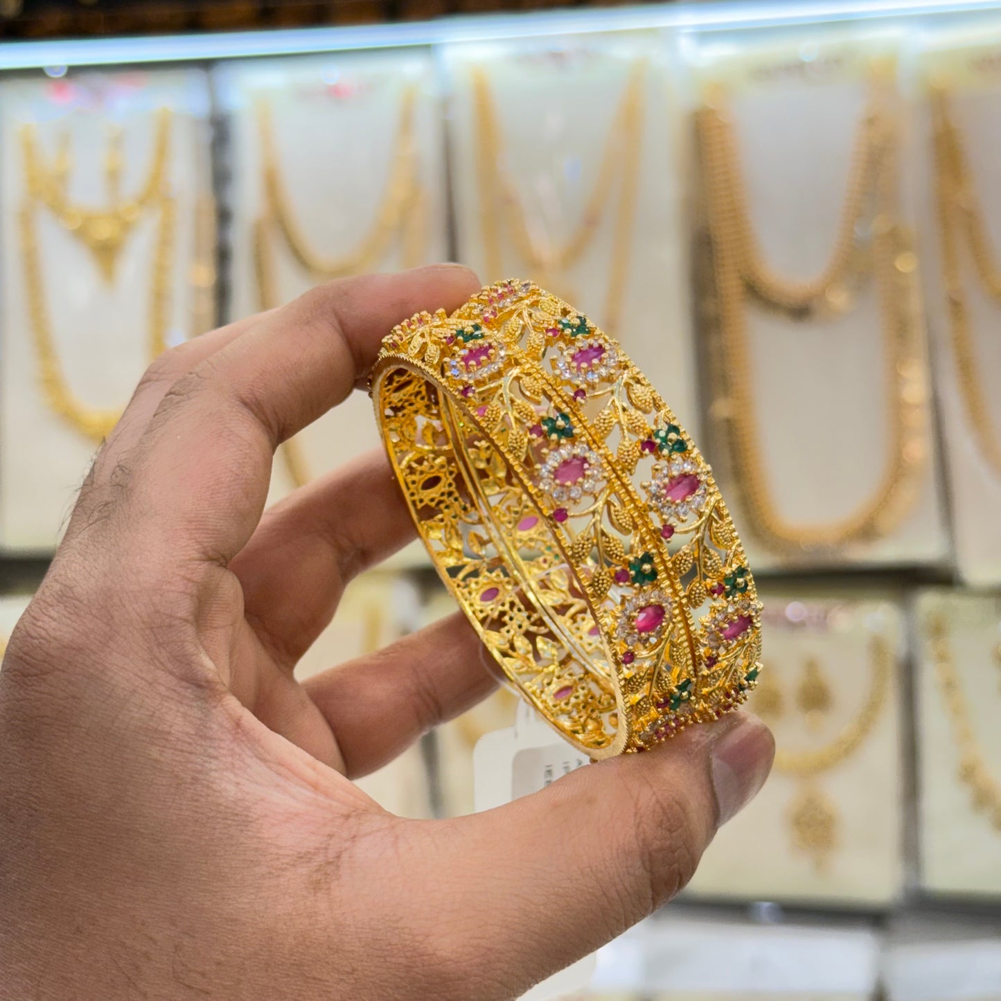 AD Gold Floral Bangles