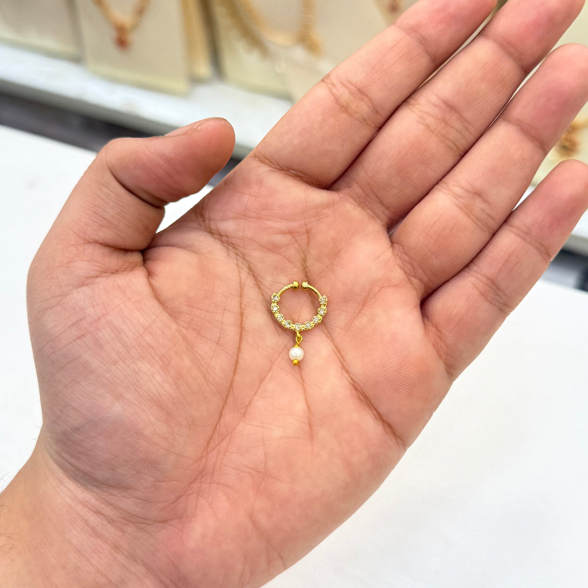 Classic White Stone Nose Pin