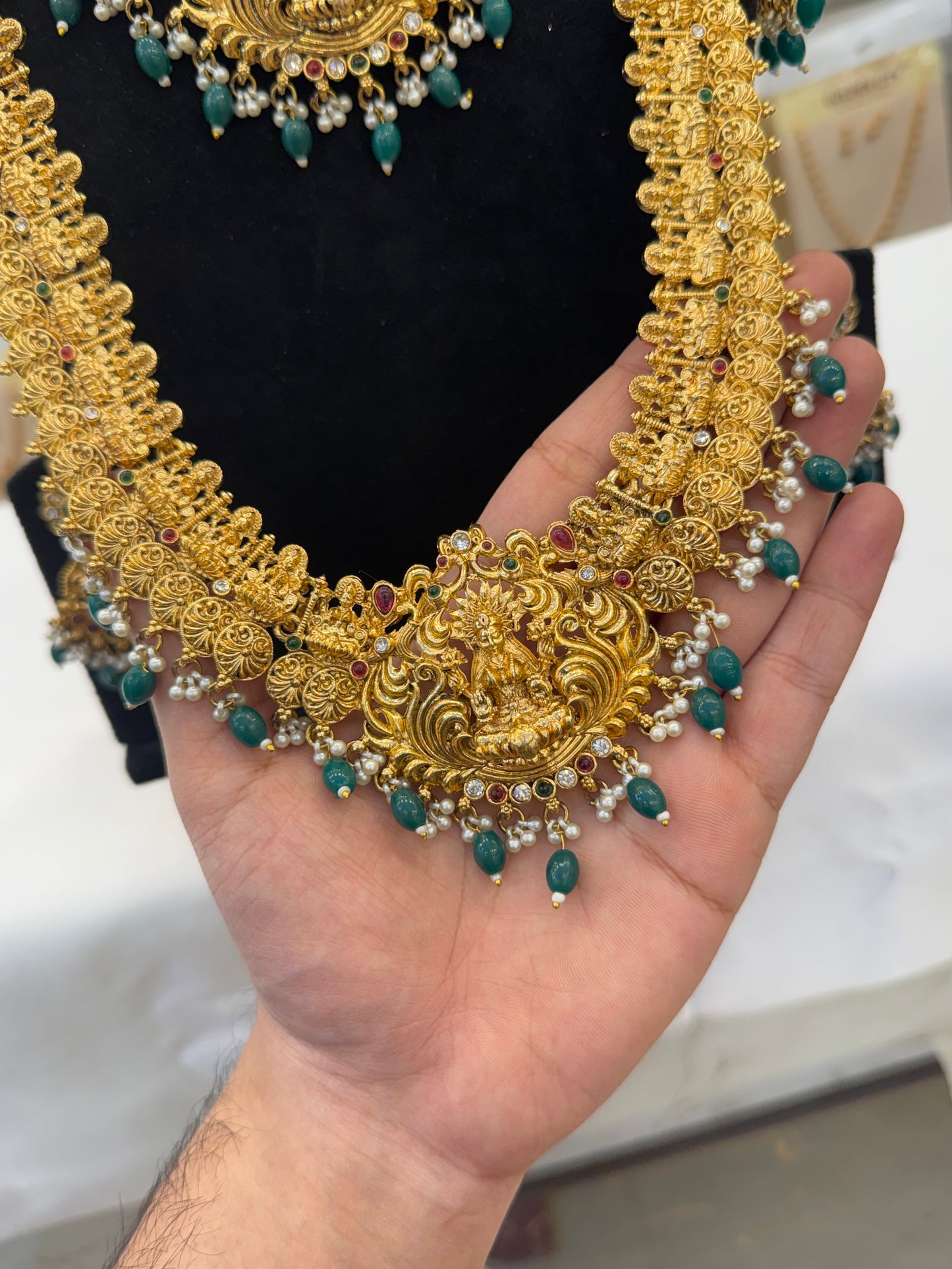 Green Kasu Beads Bridal Set